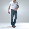 Jeans pour hommes Hommes Printemps Modis Micro-Corne Bleu Version coréenne de la marée Slim Petite Trompette Denim Pantalon Biker