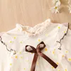 Girl Dresses Kids Girls Fall Casual Long Sleeve Dress Crew Neck Flower Print Tulle Patchwork A-line