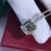 GEMS LADY Trendy Emerald Cut D Color Zircon Diamond 3Carat VVS Grade Women Couple Fine Jewelry Pendant Necklace