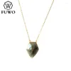 Chaînes Fuwo gros naturel rose Quartz / Amazonite collier plaqué or chaîne en laiton bijoux pour femmes NC255 5 pièces/lot