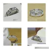 Wedding Rings Rings Vecalon 3 Colors Gem Simated Diamond Cz Engagement Band Ring For Women 10Kt White Yellow Gold Filled Female Drop D Dhnda