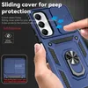 Defender Shockproof Cases For Samsung S24 Ultra Plus A55 A35 A15 A05 A05S S23 FE A25 Metal Finger Ring Bracket Car Holder Hard Plastic PC TPU Hybrid Layer Sliding Cover