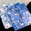 Blouses Femmes Japonais Funny Dog Chemises de plage à manches courtes Femmes Chemise boutonnée Hommes Casual Art Student Style Femmes Tops Coréen Été