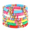 Perlen-Surfer-Heishi-Armbänder, Perlenstränge für Frauen, stapelbar, Regenbogen-Vinyl-Scheibe, Tonperlen, dehnbar, elastisch, Schichtung, Freundschaft, Br Dhz6B