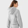 LLu Yoga Suit Jacket Autumn/Winter Women's SCA Classic Half Zipper Hoodie Sweater Loose plush Warm Outdoor Running Windproof Coat Fitness Short Top (with embroidery)