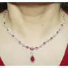 Utmärkt kvalitet 7.47 CTW Diamond 14K White Gold Ruby Necklace Set för global exportör och leverantör