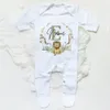 Pagliaccetti Tutina personalizzata Tutina Tutina con animali della foresta Ghirlanda Stampa Baby Custom Coming Home Outfit bron Shower Gift 231122