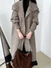 Women s Knits Tees EAM Camel Big Size Long Knitting Cardigan Sweater Loose Fit Lapel Sleeve Women Fashion Spring Autumn 2023 1DH2493 231122