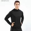 Vêtements de sport Hommes Vestes de course Couleur unie Sports Fitness Sweatshirts Slim Fit Gym Entraînement Sweats à capuche Fermeture à glissière Polyester Manteau Formation à capuche T230422