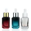 Square Glass Essential Oil Parfume Bottles Pipette Eye Droper Bottle 30 Ml in Gradient Blue Red and Clear (Logo UV Printing Start från OWXS