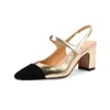 Sandálias mulheres estilo francês estilo moderno sapatos elegantes slingbacks slingbacks bombas de primavera no calcanhar 5 cm