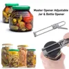 Openers kunnen een verstelbare roestvrijstalen stalen stalen niet -slip multifunctionele handmatige jar fles dekselopener gadget gadgets gadgets accessoires 23042222