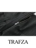 Женские майки TRAFZA 2023, женские коричневые топы с лямкой на бретельках, шикарная блузка, женские сексуальные топы без рукавов с карманами и корсетом Y2k, топы на молнии с открытой спиной