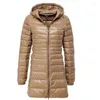 Trench da donna Piumini invernali 2024 Marca Giacca leggera lunga e sottile da donna Parka con cerniera con cappuccio Outwear Plus Size 6XL