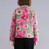 Trenchs Femmes 2023 Arrivée Automne Arts Style Femmes Épaississement Chaleur Simple Boutonnage Parker Manches Longues Vintage Fleurs Coton Manteau