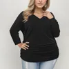 Koszule damskie T plus size jesień/zima Undershirt V Szyja solidna warstwa podstawy bazowa górna czarna koszula potu 2023 Kobieta