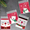 Christmas Decorations 100PCSPack Baking Cookies Bag Selfadhesive Biscuit Gift Candy For Party Supplies Favor 231121