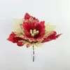 Simulation de fleurs décoratives en poudre d'or, couronnes de noël en rotin, accessoires d'arrangement de fleurs DIY pour arbre