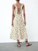 Casual Dresses Summer Women's Clothing Sexy Backless Strappy Pastoral Style Open Back Linen Embroidery Midi Strap Dress