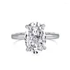 Cluster Rings Shining U S925silver Oval Crushed Cut 8 12mm High Carbon Diamond Ring Fine Jewelry For Women Wedding