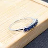 Bagues de cluster Bague saphir bleu foncé naturel pour femme 7 pcs 2,5 mm SI Grade Solide 925 Argent Cadeau romantique