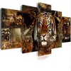 Vendi senza cornice 5 pezzi stampa su tela arte moderna della parete della moda gli animali africani tigre per la decorazione domestica3318