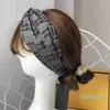 Elastiska korspannband Bandanas hårband för kvinnor mode brun denim bomullsbrev tryckt turban sport pannband headwraps gåva god kvalitet