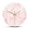 Horloge murale ronde en marbre rose naturel, silencieuse, sans tic-tac, décoration de salon, Art nordique, horloge murale minimaliste, montre murale silencieuse 2277u