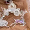 Christmas Decorations Decoration Acrylic Crystal Carriage Bells Elk Butterfly Tree Ornaments for Ice Xmas Party Decor Velas 231121