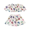 Conjuntos de roupas Criança Infantil Crianças Gilrs Butterflys Prints Mangas Curtas Top Shorts Calças 2 Pcs Outfit Set Roupas Swaddling Baby Gab Girl