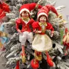 Weihnachtsdekorationen 1 Paar Elfenpaar Plüschpuppen Spielzeug Weihnachtsbaum Anhänger Tropfenornamente Hängende Dekoration Navidad Jahr Weihnachtsgeschenke für Kinder 231121