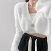 Damenjacken Frauen pelziger warmer Mantel Mode gegen Nacken geschnittene All-Matching Long Sleeves Casual Outwear One Button Short