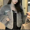 Women's Fur Winter Short Faux Grass Jacket Coat Female Cotday Plush Thick Warm Streetwear 2023