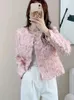 Vestes Femmes Mode Glands Tweed Manteau Causal Femmes À Manches Longues O-Cou Veste À Boutonnage Automne Style Coréen Outwear Top
