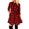 Partykleider 2023 Explosionen Freizeit Vintage Herbst Herbst Frauen Plaid Check Print Frühling Casual Shirt Kleid Mini Q0035