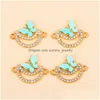 Charms Charms 10Pcs Mticolour Acrylic Butterfly Zircon Alloy Moon Connector Necklace Pendant For Womens Jewelry Making Supplies Drop D Dh6Fh