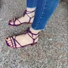 Sandálias moda feminina 2023 rendas até roma sandália verão calçado gladiador casual sapatos de banda estreita de mulheres