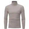 Męskie koszule 2023 Sprężyna i jesienna koszulka wysokiej szyi Slim Fit Fashion Elastyczne długi rękaw Bawełniany oddychający odzież S-3XL