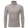 T-shirts pour hommes 2023 Printemps et automne T-shirt à col haut Slim Fit Mode élastique à manches longues en coton Casual Vêtements respirants S-3XL