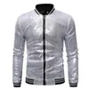 Men's Jackets 2024 Sequin Shiny Punk Style Solid Zip Coats Fashion Nightclub DJ Stage Performances Party Dance Show Clothes