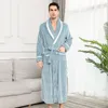 Women's Sleepwear Winter Thermal Long Bathrobe Lovers Thick Warm Coral Fleece Kimono Bath Robe Size Nightgowns Bridesmaid Dressing Gown