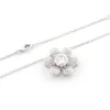 Bloem Briljant Geslepen 10K Witgoud Vvs Moissanite Diamanten Met Hangende Fijne Sieraden Damesketting