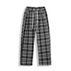 Men's Pants Fleece Plaid Men 2023 Winter Thick Warm Loose Sweatpants Korean Fashion Baggy Joggers Wide Leg Streetwear Trousers