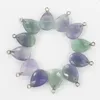 Colares de pingente de pedra natural gota de água fluorite facetada requintado colar reiki encantos diy jóias fazendo acessórios atacado 10pcs