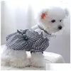 Vêtements de chien Vêtements de chien Robe accrocheuse Pet Dentelle Décolleté Jolie Bowknot Plaid Chat Princesse Fournitures Drop Livraison Maison Jardin Pet Dhgc5