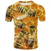 Erkek Tişörtleri Yaz 3d T-Shirt Bayan Bee/Bira Baskı Tee Shirt Sweatshirt Baskılı Tişör