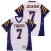 Football High School 7 Lamar Jackson Jersey Boynton Beach Tigers Team Color Black Purple White All sömnad Biten Pure Cotton College Moive Pullover Sale