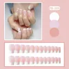 Falska naglar 24st naken rosa söt söt lång balett kista falsk konst färsk naturlig tjej bärbar full täckning på nagel