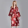 Women's Sleepwear 2023 Spring Summer Silky Satin Robe Ladies Bride Bridesmaid Wedding Sexy Women Makeup Dressing Gown Casual Bathrobe