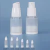 フロストPPプラスチックエアレススプレーポンプボトルスキンケアセラムローション用の白い蓋15ml 20ml 30ml 50ml 80ml 100mlトラベルサイズRefi jvpt